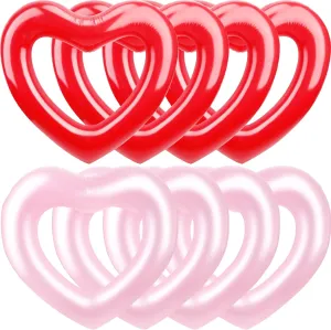8 Pack Inflatable Heart Shape Swimming Rings Bulk Sweet Love Swimming Pool Float Loungers Tube for Adults Summer Beach Pool Party Favors Water Toys