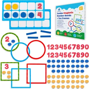 82 PCS Jumbo Magnetic Number Bonds and Magnetic Ten Frames Set - Magnetic Numbers for Whiteboard, Math Counters, 10 Ten Frames for Classroom, Math Manipulatives, Classroom Must Haves - Simply Magic