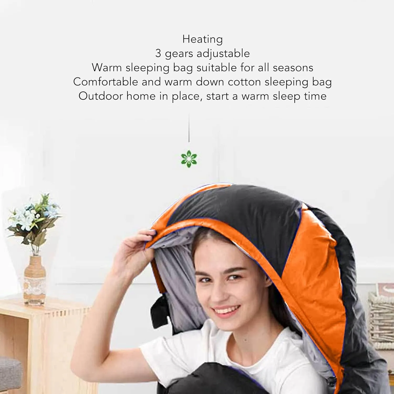 82.7 X 29.5IN Sleeping Bag for Women Men - Electric Heating Sleeping Bag Down Cotton Single USB Heated Thermal Sleeping Bag Kick Proof for Outdoor Camping