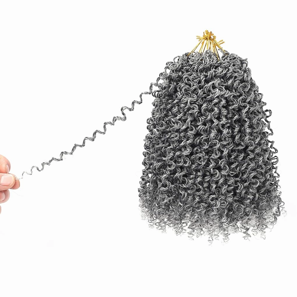 8 Inch Pre Twisted Ombre Yanky Passion Twists Crochet Hair(8 inch 8Pack grey)