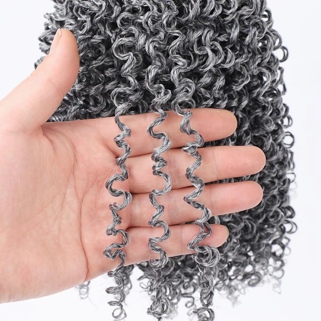 8 Inch Pre Twisted Ombre Yanky Passion Twists Crochet Hair(8 inch 8Pack grey)