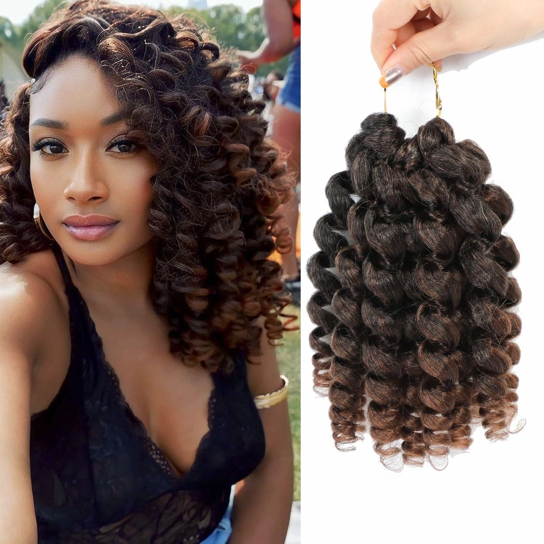 8 Pack Jamaican Bounce Crochet Hair Curly Crochet Hair 8 Inch Wand Curl Crochet Hair For Black Women Jamaican Twist Braid Hair Short Crochet Curly Hair Extensions(8 Inch (Pack of 8),T30)