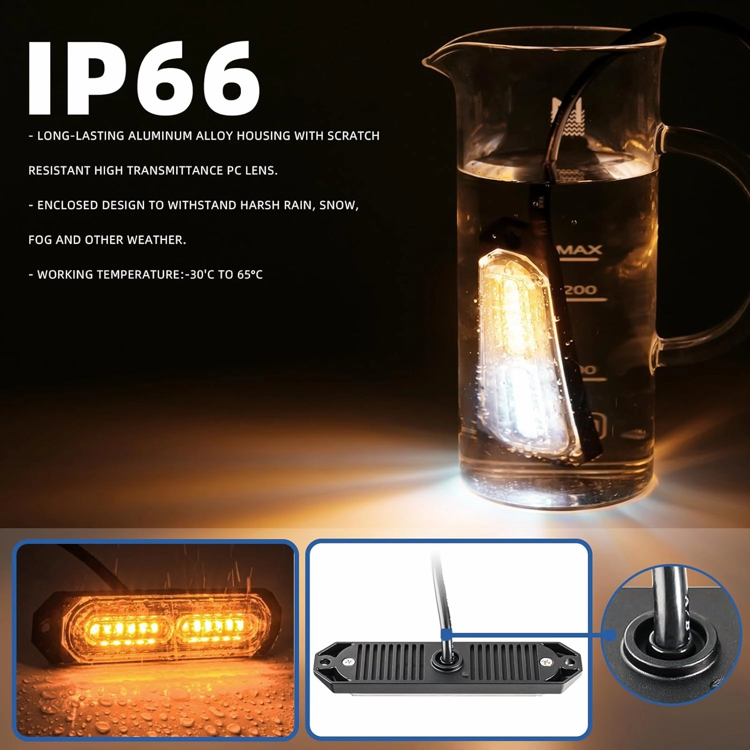 8-Pcs 12 LED Sync Feature Emergency Strobe Grille Lights Ultra Slim Surface Mount Hazard Warning Flashing Chase Light Bar for Construction/Police/Truck/Vehicles/Car/SUV/ATV/UTV (Amber/White)
