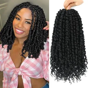 9 Pack Passion Twist Crochet Hair 10 Inch Pre-twisted Passion Twist Hair Pre Looped Boho Crochet Braids Hair for Women Girls and Kids (10Inch,1B)