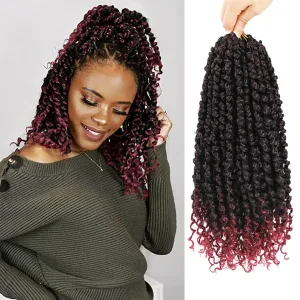 9 Packs Pre Looped Crochet Passion Twist Hair 10 Inch Pre-twisted Passion Twist Hair Passion Twist Crochet Hair Bohemian Passion Twist Crochet Braids Hair for Women Girls and Kids (10Inch,T1B/BUG)