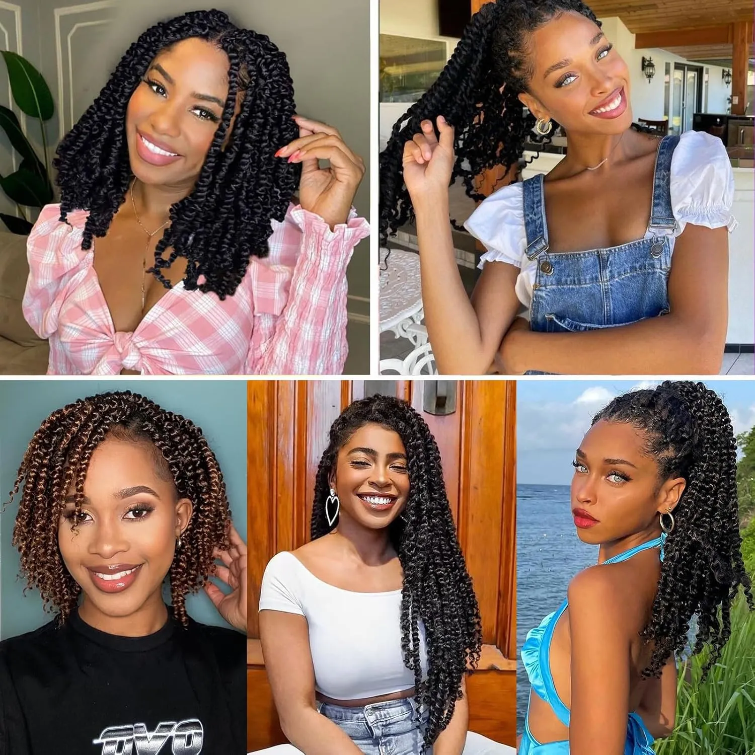 9 Packs Pre Looped Crochet Passion Twist Hair 10 Inch Pre-twisted Passion Twist Hair Passion Twist Crochet Hair Bohemian Passion Twist Crochet Braids Hair for Women Girls and Kids (10Inch,T1B/BUG)
