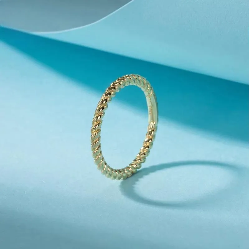 925 Sterling Silver Minimalism Twisted Braided Rings for Women