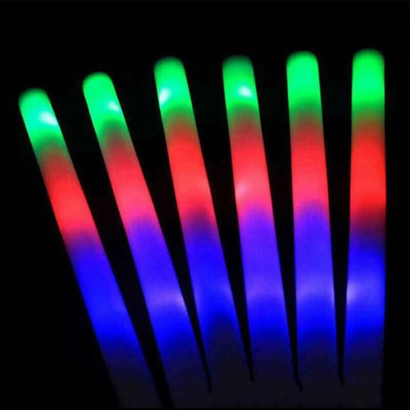 [10 Pack] NEW *2025* Bright LED Foam Sticks RGB Thunder Wand Glow Sticks Flashing Light Rave Party