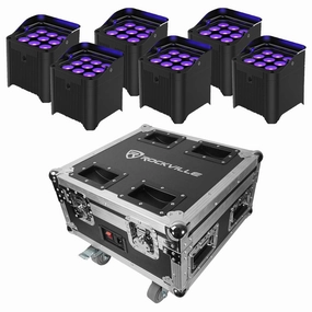 (6) Chauvet DJ Freedom Par H9 IP, Rockville Charging Case Bundle