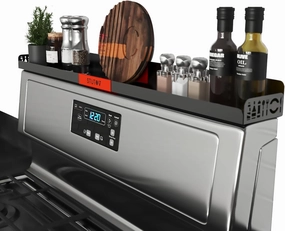 "STUTOV Magnetic Spice/Seasoning Rack for Stove Top Organization, 30" Length, Oven Shelf (Black With Red STUTOV)"