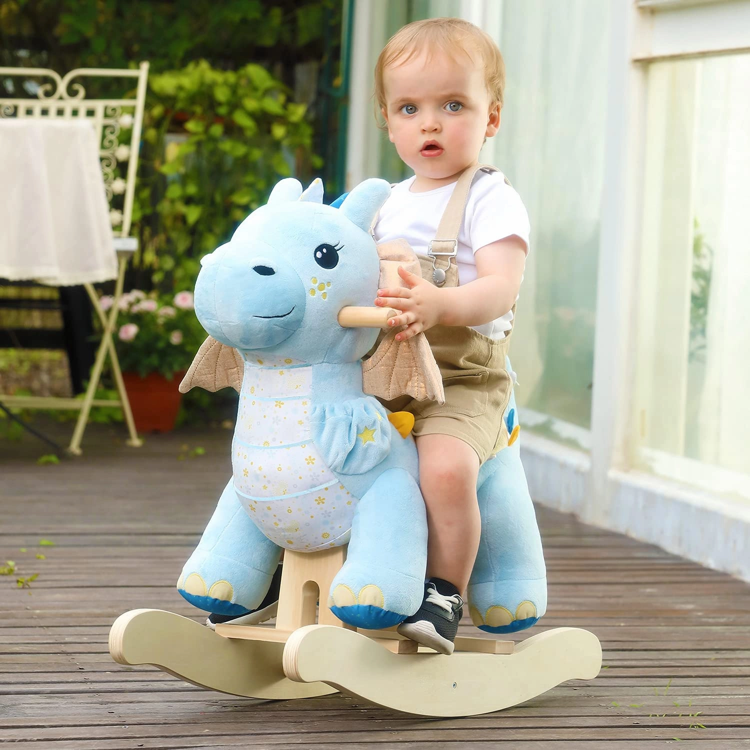 - Value-for-money Toys Baby Winged Kid Toddler Chair Child Rocker, 1-3 Dragon Blue Years Ride on for Customizable Rocking Wooden Old, labebe Horse, Animal Girl&Boy for Rocking