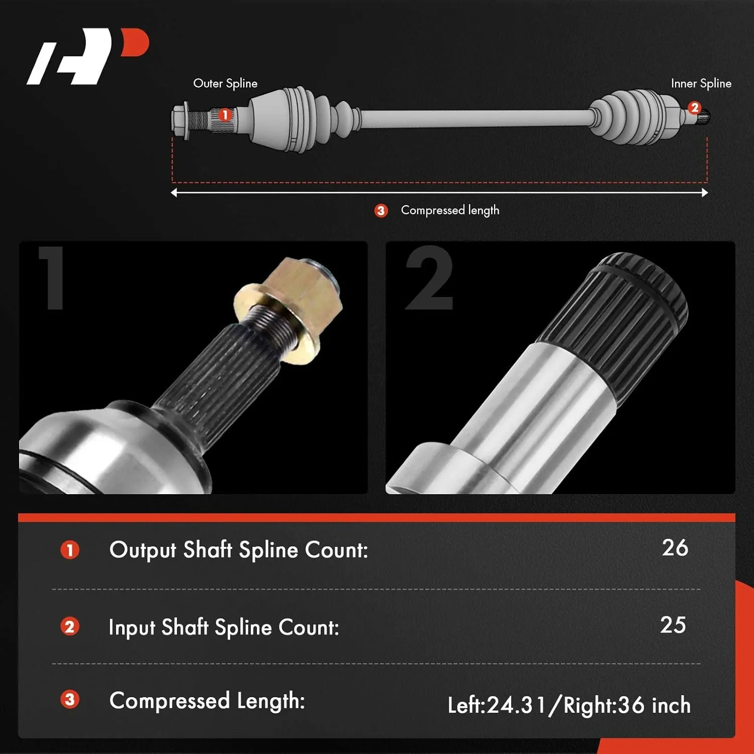 A-Premium Pair (2) Front CV Axle Shaft Assembly Compatible with Honda Civic 2006 2007 2008 2009 2010 2011 2012 2013 2014 2015 L4 1.8L, Automatic Transmission, Driver and Passenger Side