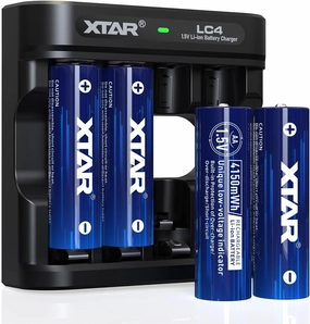 aa Batteries with Charger XTAR 1.5V Lithium aa Battery 4150mWh with LC4 Battert Charger (LC4 4pcs 1.5V AA 4150mWh)