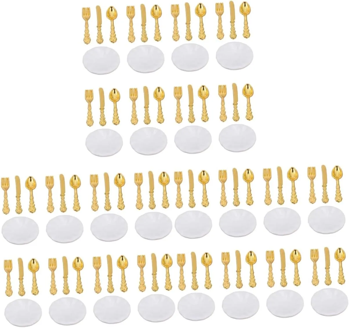 ABOOFAN 8 Sets Miniature Tableware Dishes Forks and Spoons for Dollhouse Mini House Decoration Lightweight Elegant Design for Creative Play and Scene Arrangement
