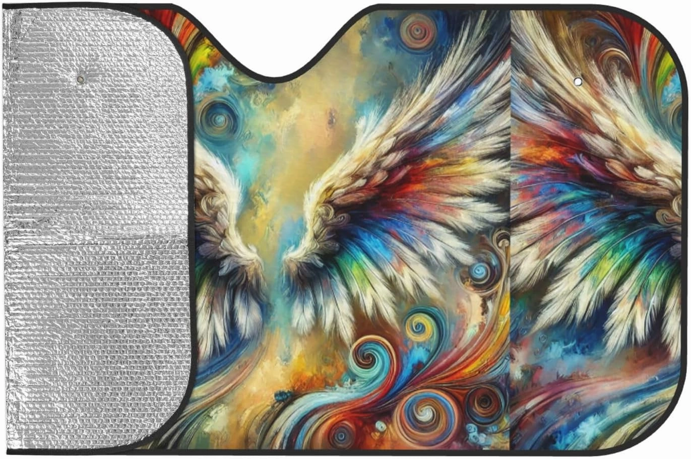 Abstract Angel Wings Print Car Windshield Sun Shade, Vehicle Front Window Shield Cover Sun Visor Protection
