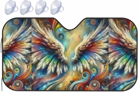 Abstract Angel Wings Print Car Windshield Sun Shade, Vehicle Front Window Shield Cover Sun Visor Protection