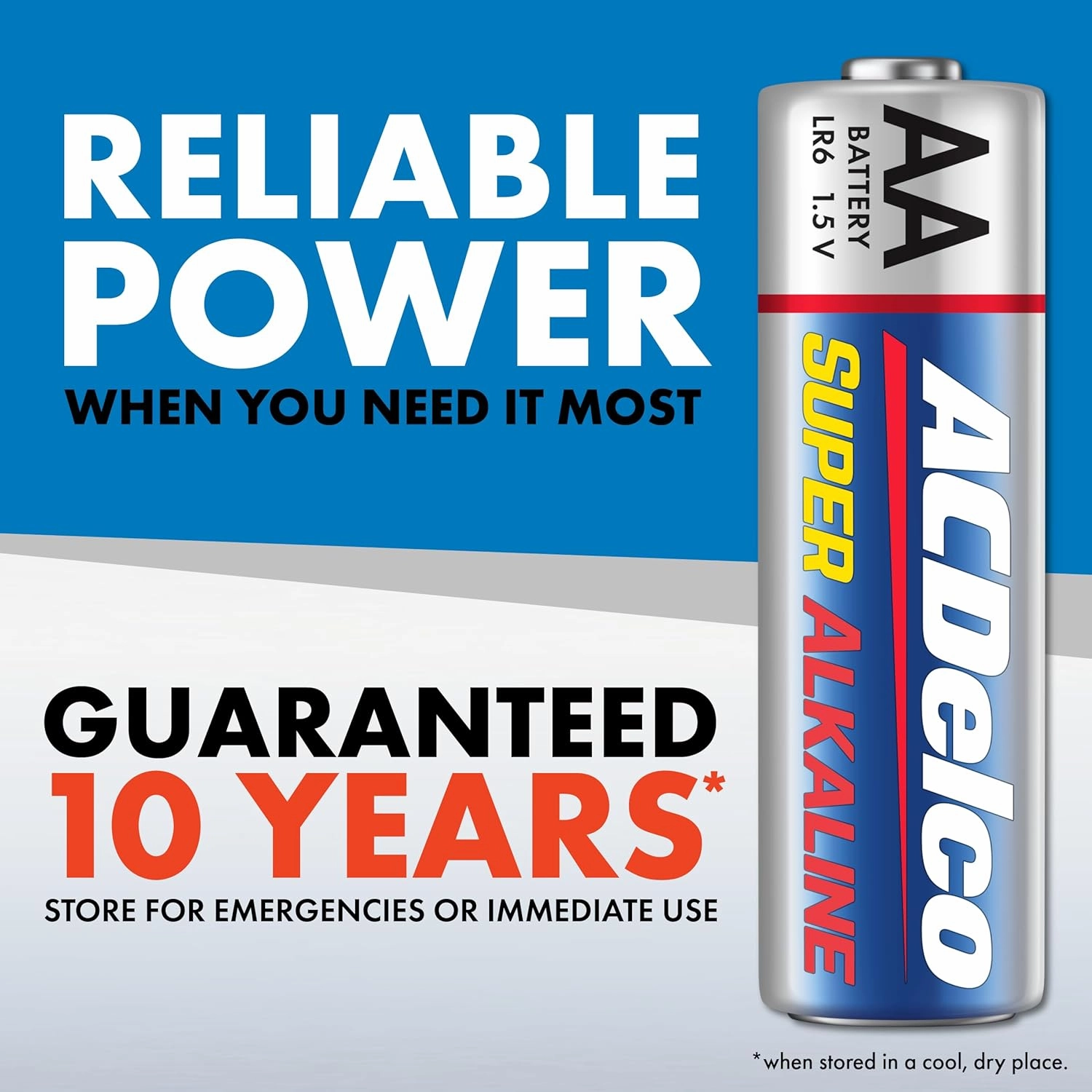 ACDelco 48-Count Double AA Batteries, Maximum Power Super Alkaline Battery, 10-Year Shelf Life, Reclosable Packaging