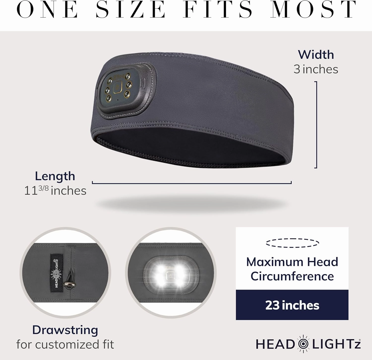 Adjustable Headband with LED Light