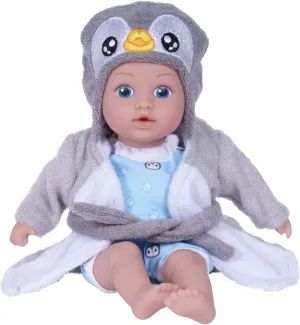 ADORA Bath Time Baby Tots Collection, 8.5" Baby Doll and Clothes Set, Made with Fresh Powder Scent, Machine Washable and Exclusive QuickDri Vinyl Body, Birthday Gift for Ages 1  - Penguin