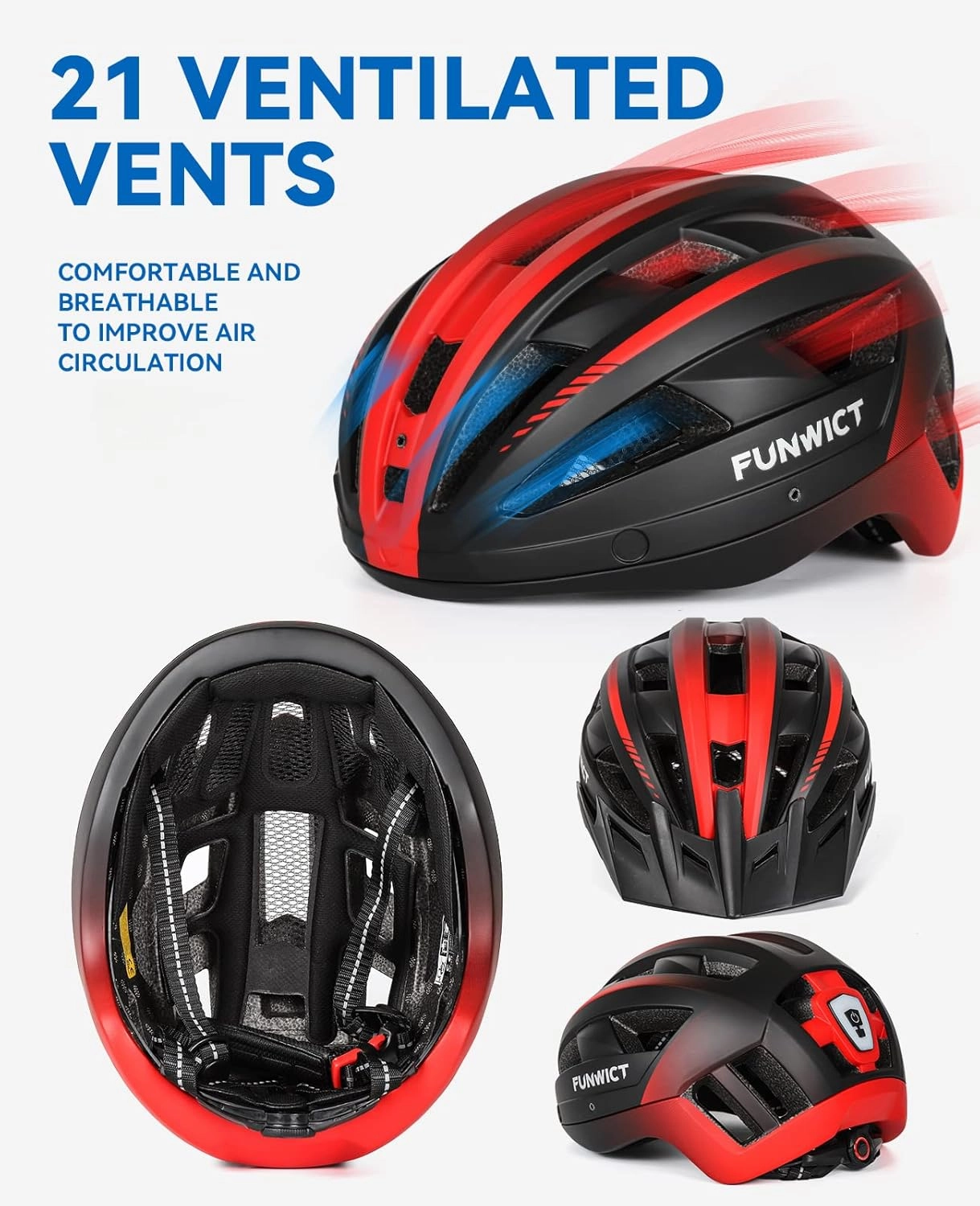 Adult Bike Helmet with Visor and Goggles for Men Women Mountain Road Bicycle Helmet Rechargeable Rear Light Cycling Helmet