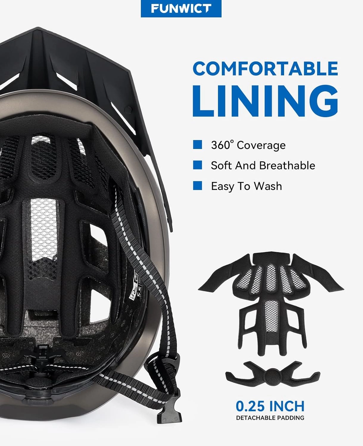 Adult Bike Helmet with Visor and Goggles for Men Women Mountain Road Bicycle Helmet Rechargeable Rear Light Cycling Helmet
