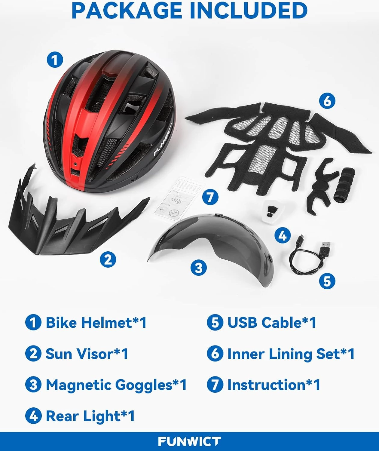 Adult Bike Helmet with Visor and Goggles for Men Women Mountain Road Bicycle Helmet Rechargeable Rear Light Cycling Helmet