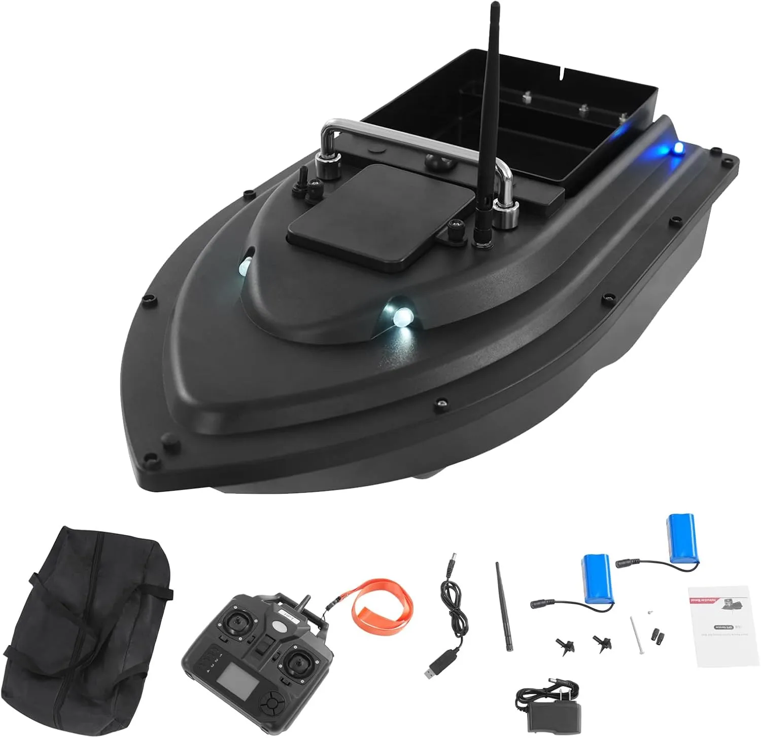 Advanced RC Fishing Bait Boat with GPS, Dual Motors, Automatic Return & LED Screen, 4.4lbs Load Capacity, 1968.5ft Range, Remote Control Fishing Drone for Lake & Reservoir (2 Batteries)