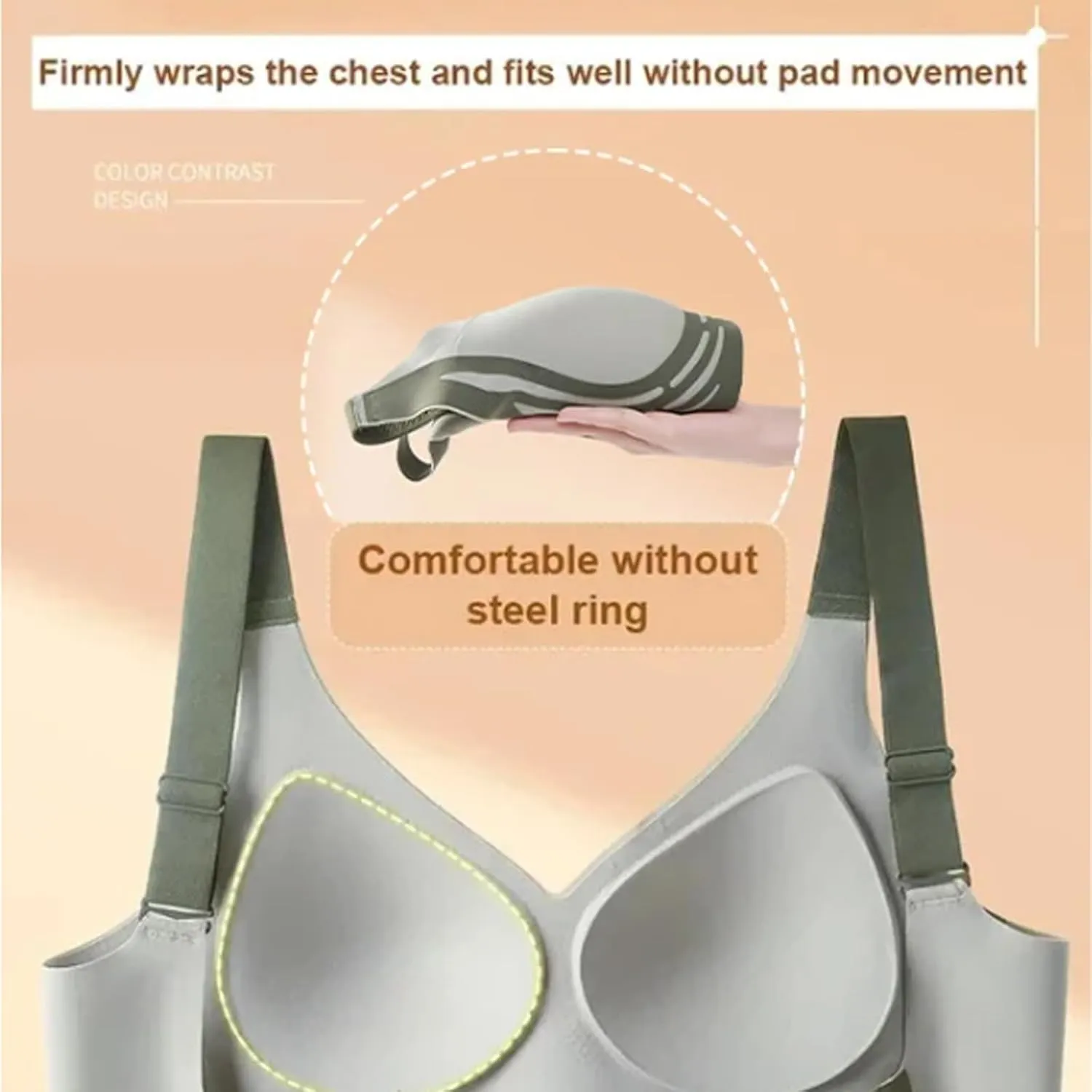 Advocatey Wireless Push-Up Bra - Top Support, Lifting, Anti-Sagging