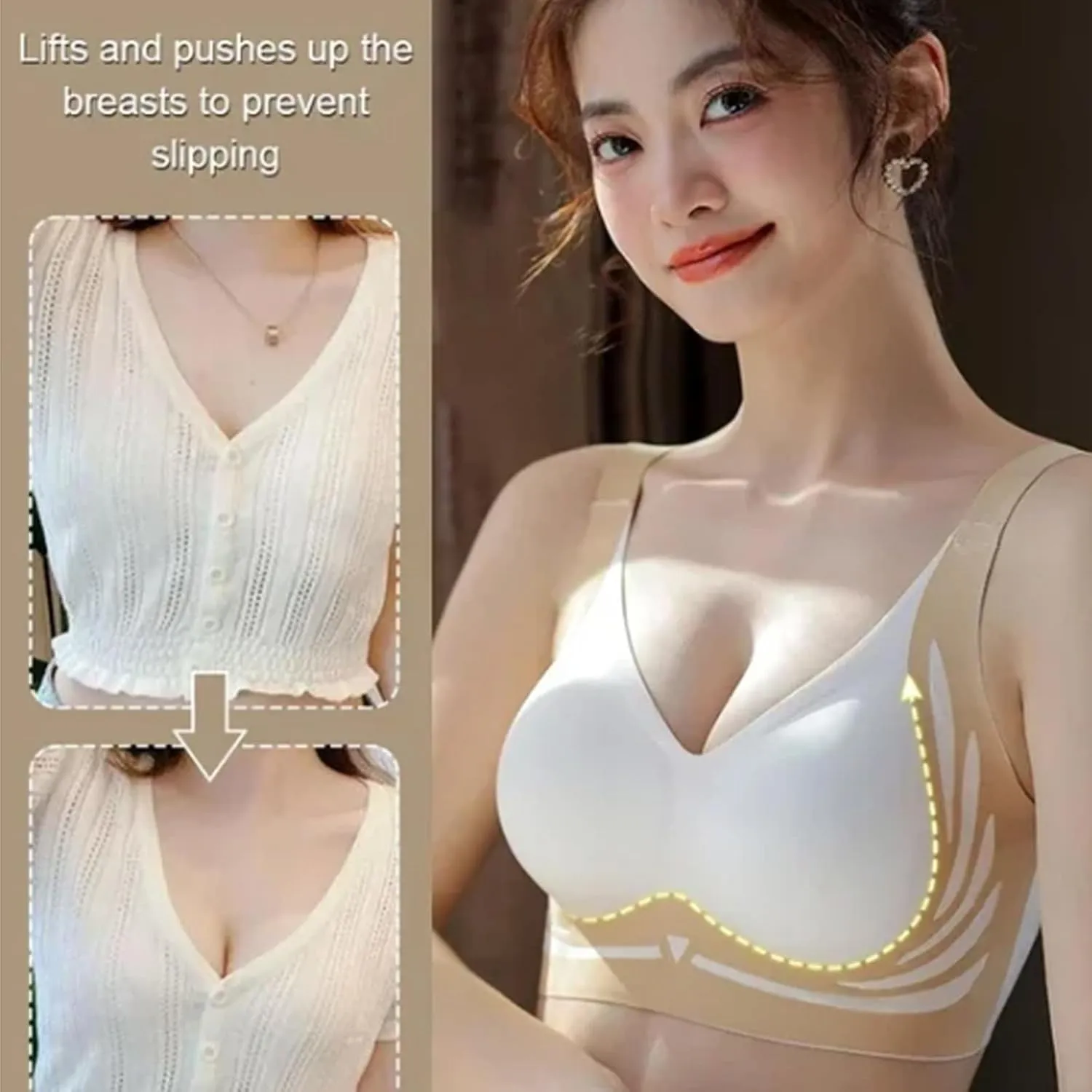 Advocatey Wireless Push-Up Bra - Top Support, Lifting, Anti-Sagging