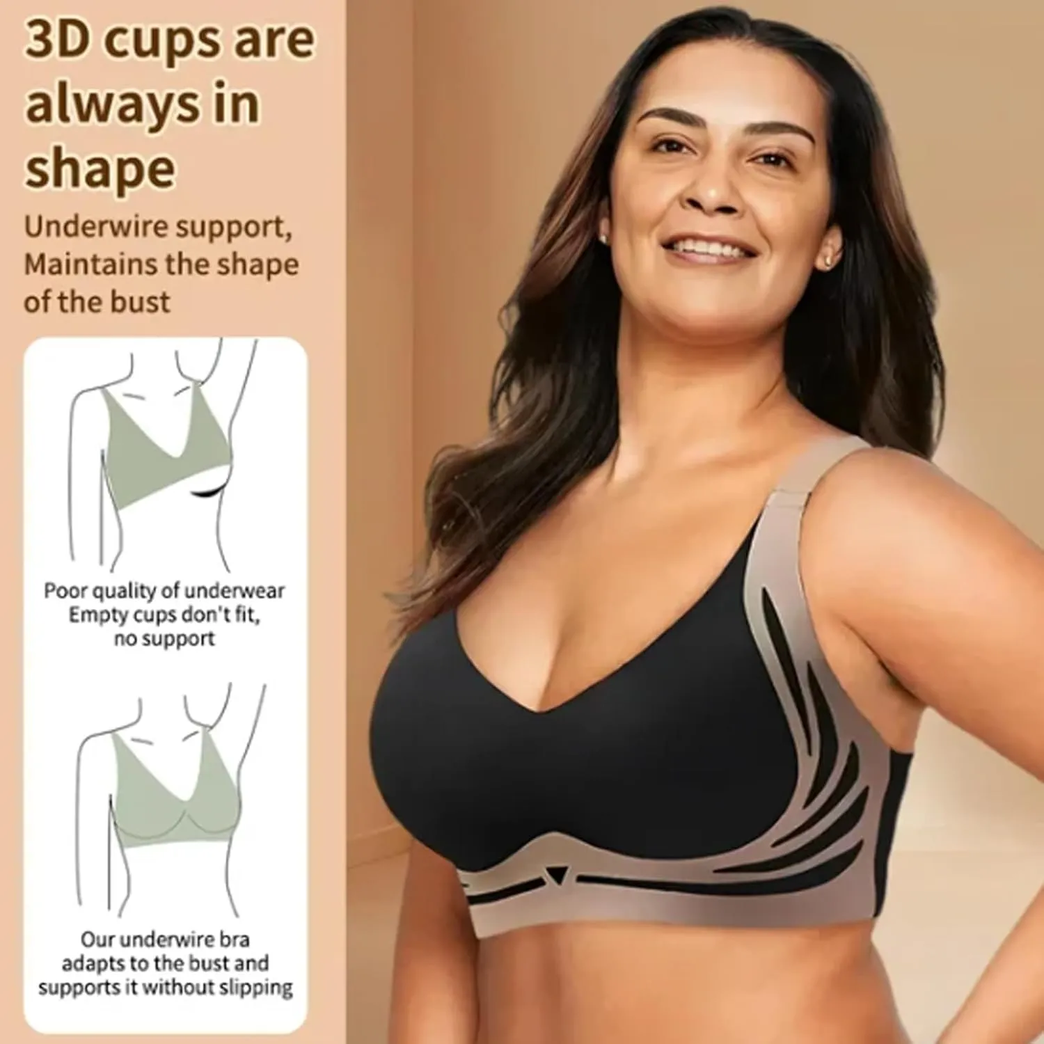 Advocatey Wireless Push-Up Bra - Top Support, Lifting, Anti-Sagging
