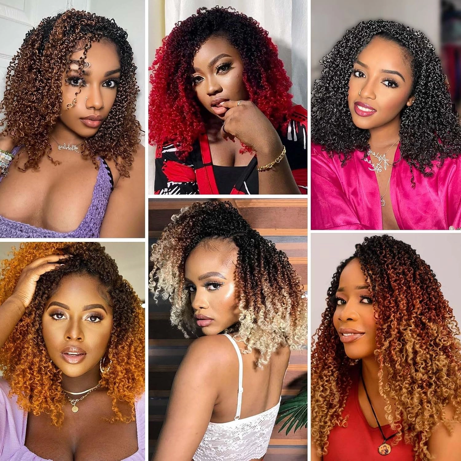Aksice 10 Inch 8 Packs Yanky Twist Crochet Hair for Women Pre-looped Mini Twist Hair Bohemian Passion Twist Crochet Hair Boho Crochet Synthetic Hair (1B/4/30)