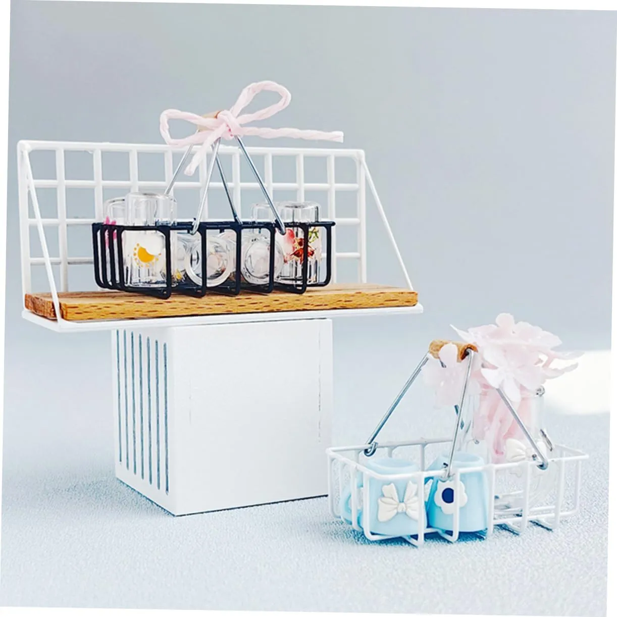 Alasum 4pcs Mini Storage Basket Model Doll House Miniature Furniture Cute Decorative Baskets for Creative Play Lightweight Construction Smooth for Imaginative Learning