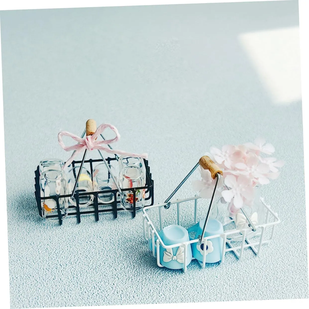 Alasum 4pcs Mini Storage Basket Model Doll House Miniature Furniture Cute Decorative Baskets for Creative Play Lightweight Construction Smooth for Imaginative Learning