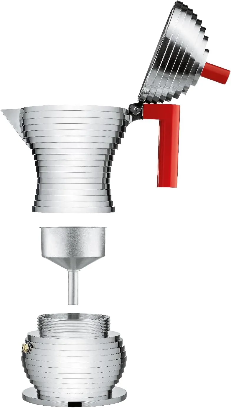 Alessi - MDL02/3RFM Alessi Pulcina Espresso Coffee Maker, 3 Cups, red