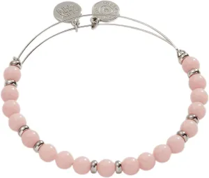 Alex and Ani Mauve Glow In The Dark Beaded Expandable Wire Bangle Bracelet, Shiny Silver Finish, Purple Charm, Expandable Bangle, 2 to 3.5 in