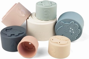 Ali Oli Silicone Stacking Cups (7-pc), Educational Toys for Baby & Toddler, Baby Bath Toys, Baby Toys for Sensory and Development, Counting Silicone Toys, BPA-free Developmental Toys for Babies