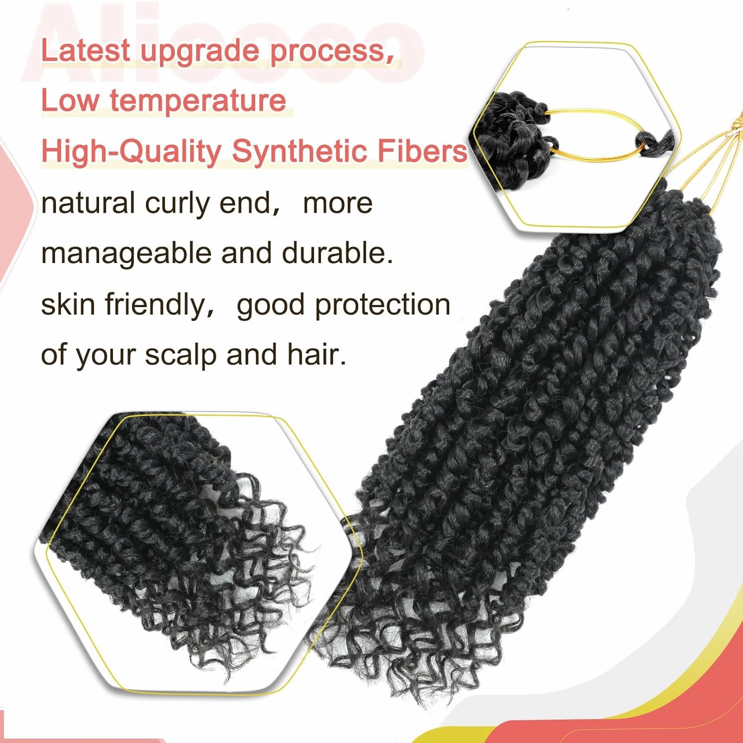 Alicoco Passion Twist Crochet Hair 8 Inch Passion Twist Hair Pre Looped 8 Packs Spring Twist Crochet Braids with Curly Ends Pre-Twisted Crochet Hair for Women (1B)