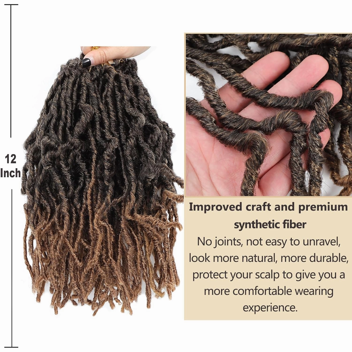 Alrence Faux Locs Crochet Hair Soft Locs 12 Inch 7 Packs Crochet Locs Natural Short Locs Crochet Hair For Women Synthetic Pre looped Crochet Braids (12 Inch (Pack of 7), 1B/30)