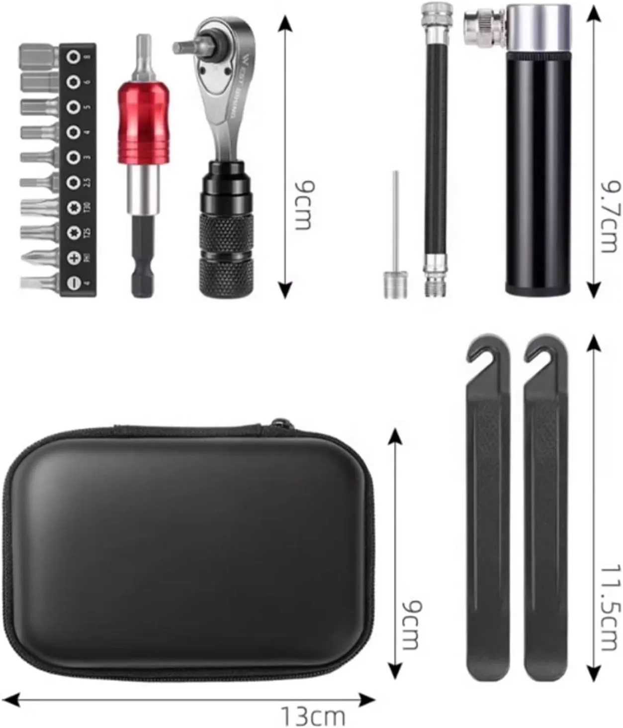 Aluminum Alloy Ratchet Wrench Screwdriver Set with 10 Bits Multifunctional Maintenance Tool Multitool Repair Kit for Mountain Road Bicycle
