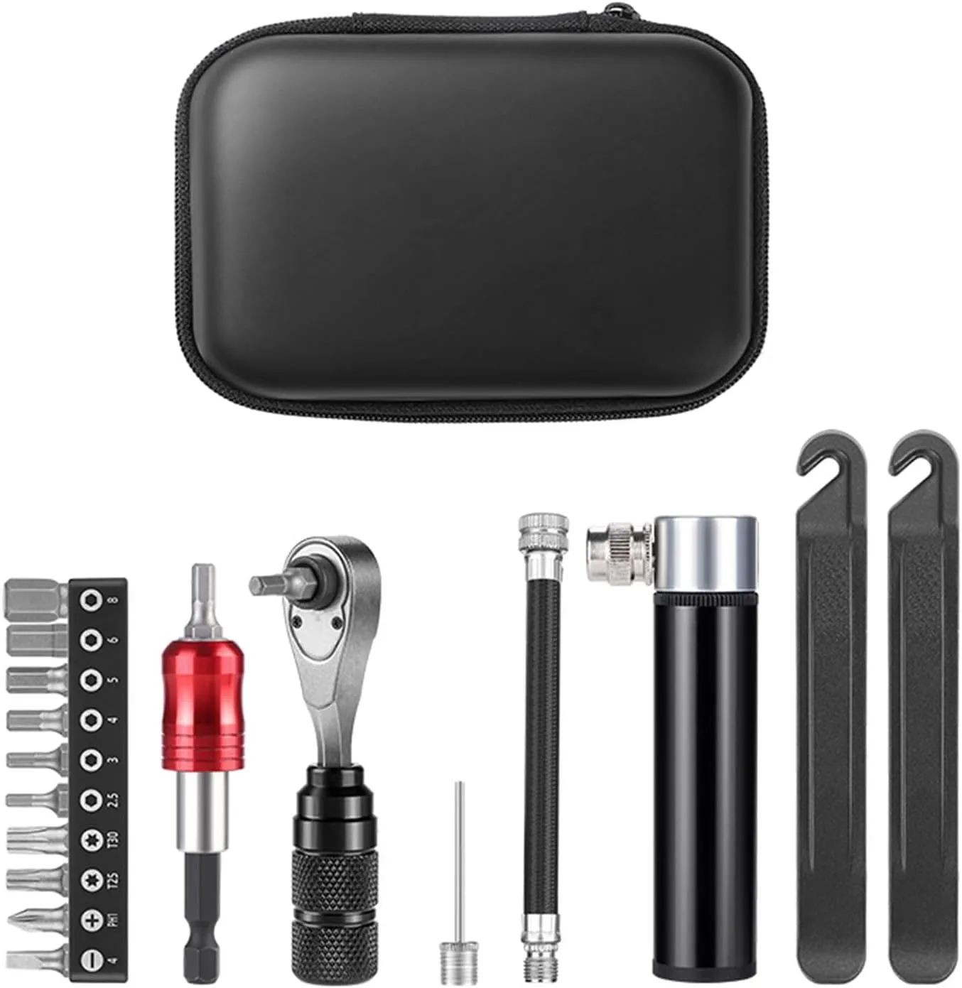 Aluminum Alloy Ratchet Wrench Screwdriver Set with 10 Bits Multifunctional Maintenance Tool Multitool Repair Kit for Mountain Road Bicycle