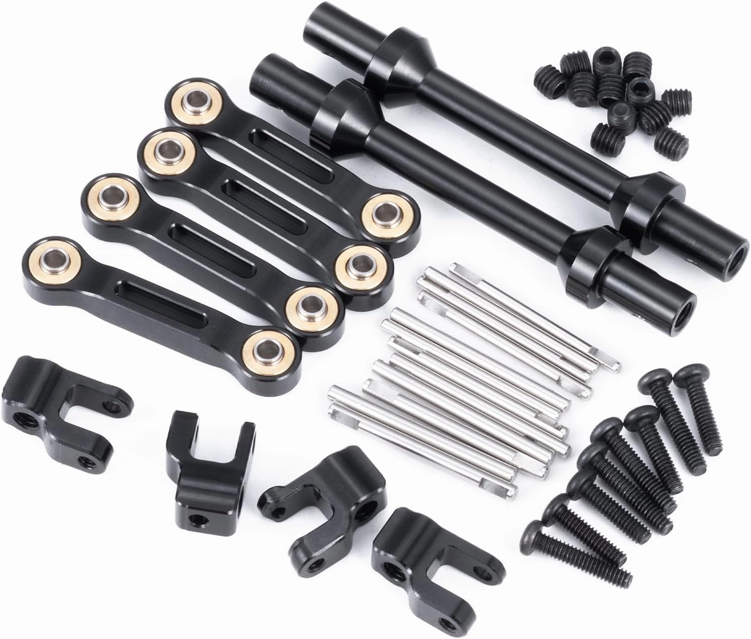 Aluminum RC Front Rear Anti-roll Bar Set Compatible with LOSI 1/18 Mini LMT 4X4 Brushed Monster Truck RTR, RC Alloy Metal Anti-Roll Bar for Improved Stability #LOS01026, Black