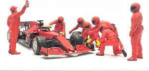 American Diorama F1 Pit Crew Figures (Set III) for 1/18 Scale Formula One Model car Display Set of 7 Figures AD-76556 (Team Red)