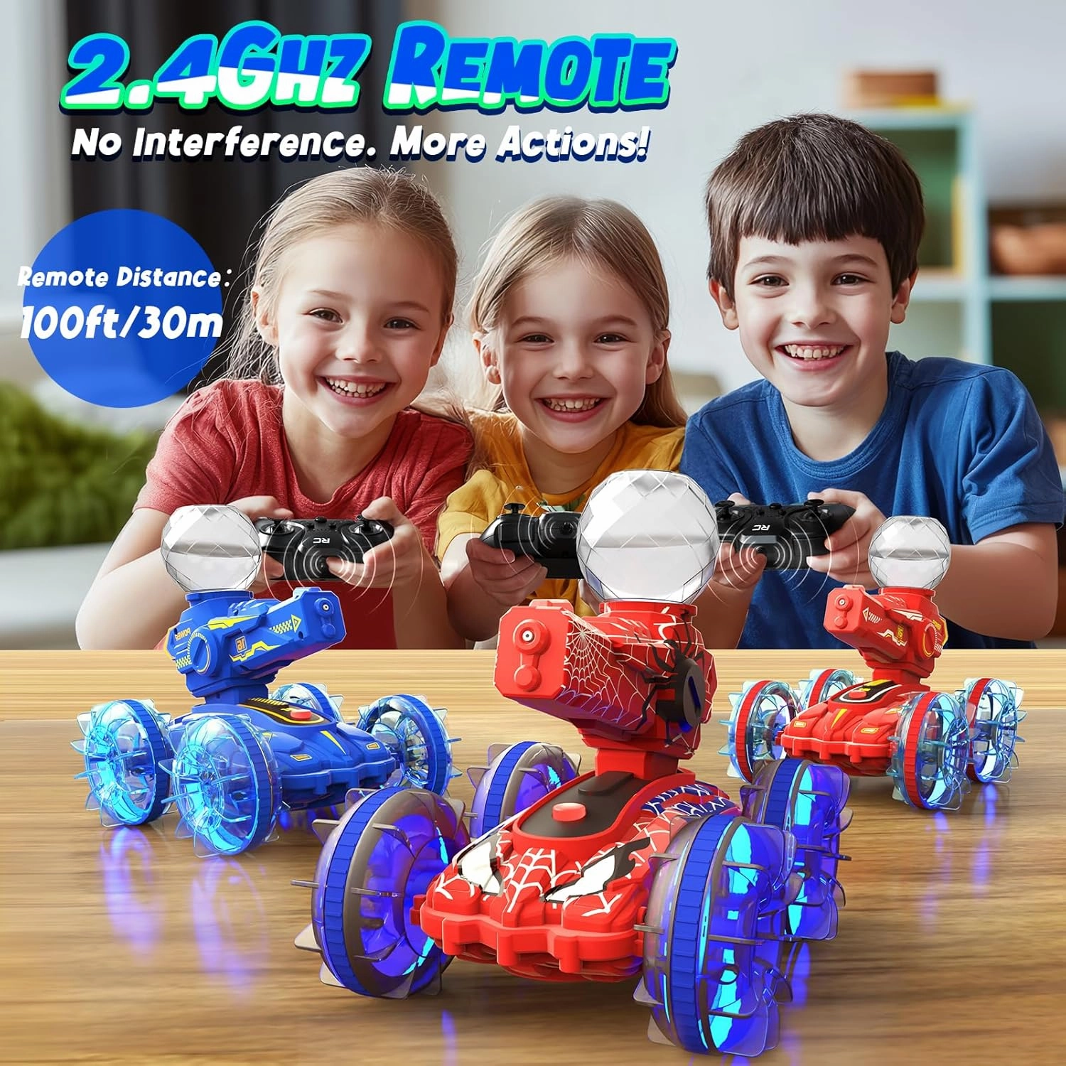 Amphibious Remote Control Car for Boys Kids - 4WD Waterproof 2.4 GHz 360°Rotation RC Stunt Car - Water and Land Pool Toys Cars for 4 5 6 7 8 9 10 Year Old Boys Christmas Birthday Gifts