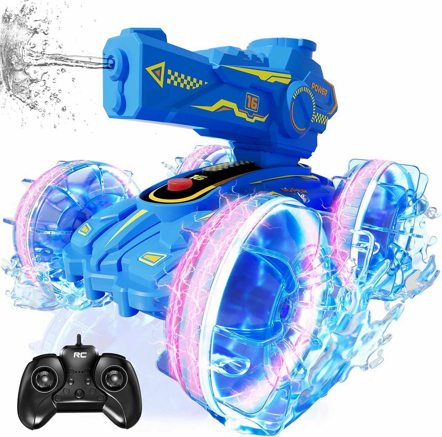 Amphibious Remote Control Car for Boys Kids - 4WD Waterproof 2.4 GHz 360°Rotation RC Stunt Car - Water and Land Pool Toys Cars for 4 5 6 7 8 9 10 Year Old Boys Christmas Birthday Gifts