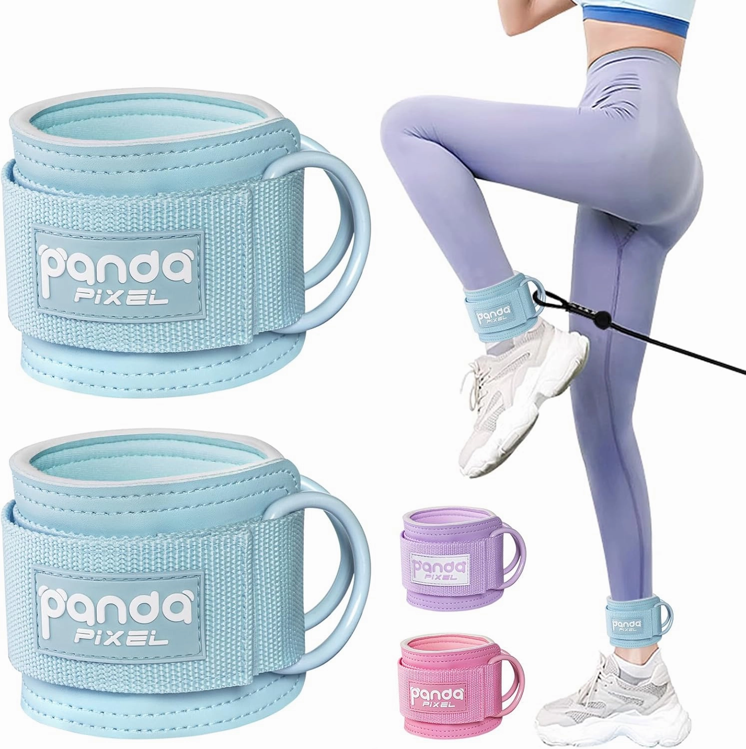 Ankle Resistance Bands with Cuffs, Ankle Weights for Leg Butt, Ankle Resistance Band for Kickbacks Hip Fitness Training, Glutes Workout Equipment for Women Home Gym