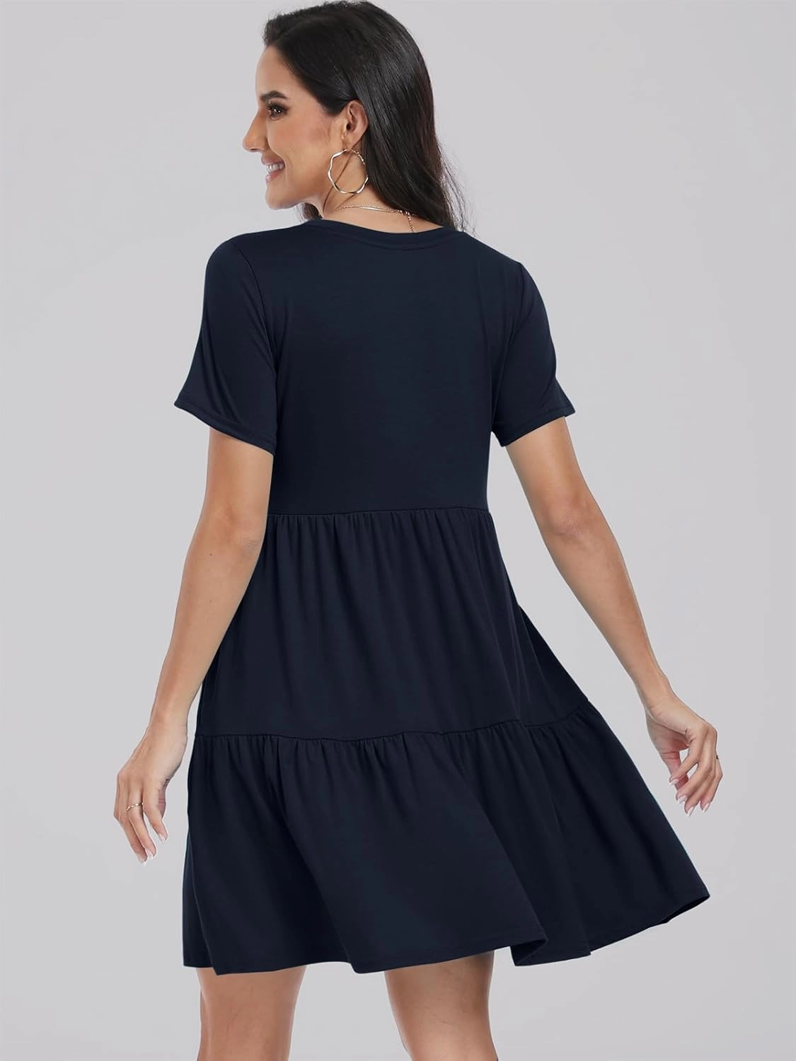 ANRABESS Women Summer Casual Dress Short Sleeve Crewneck Swing Mini Tshirt Dresses 2025 Vacation Beach Short Sundress