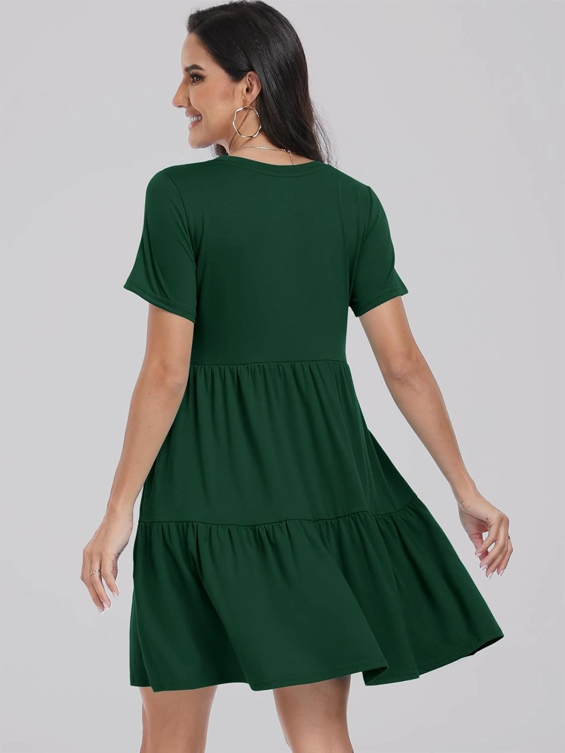 ANRABESS Women Summer Casual Dress Short Sleeve Crewneck Swing Mini Tshirt Dresses 2025 Vacation Beach Short Sundress