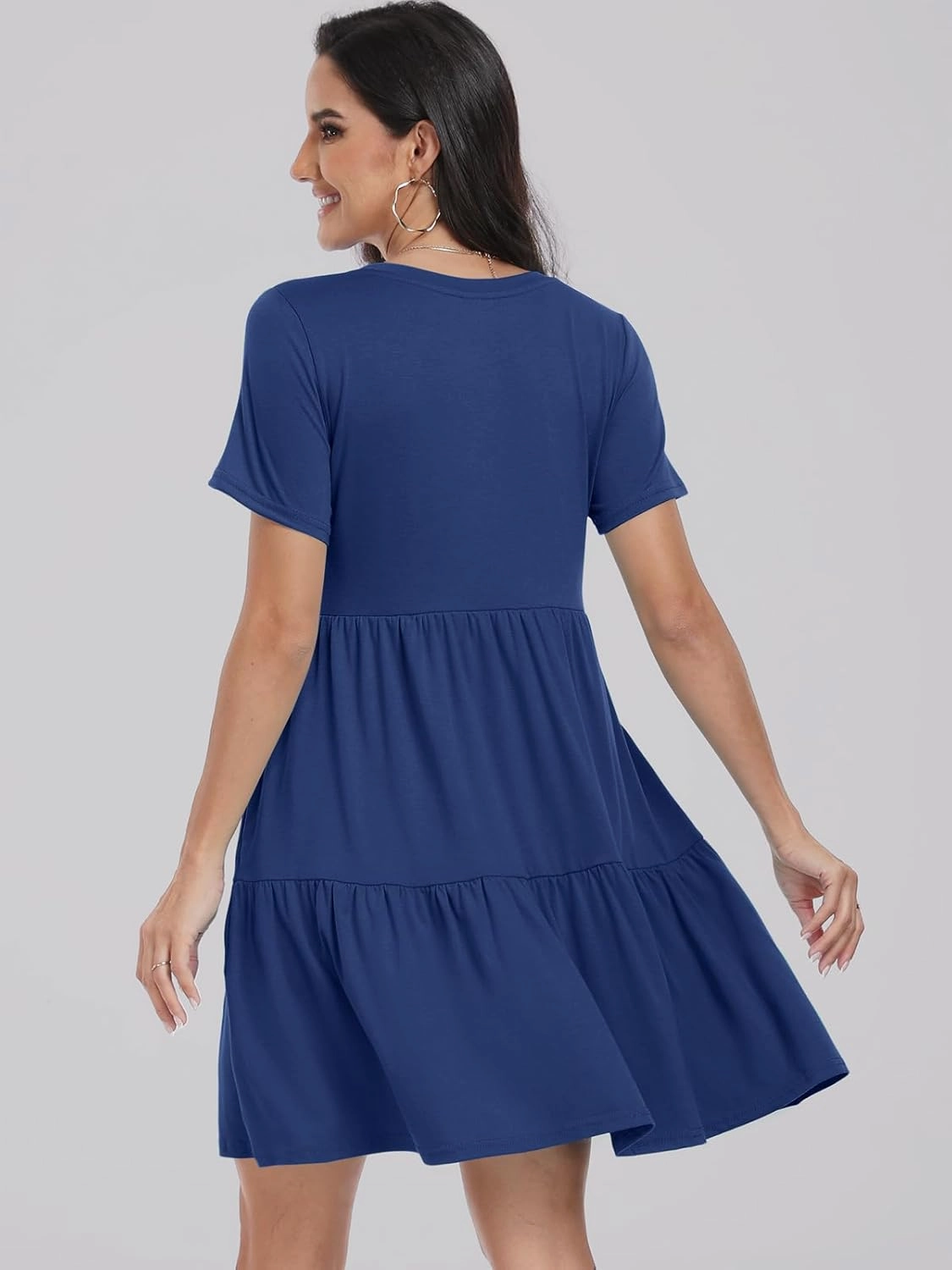 ANRABESS Women Summer Casual Dress Short Sleeve Crewneck Swing Mini Tshirt Dresses 2025 Vacation Beach Short Sundress