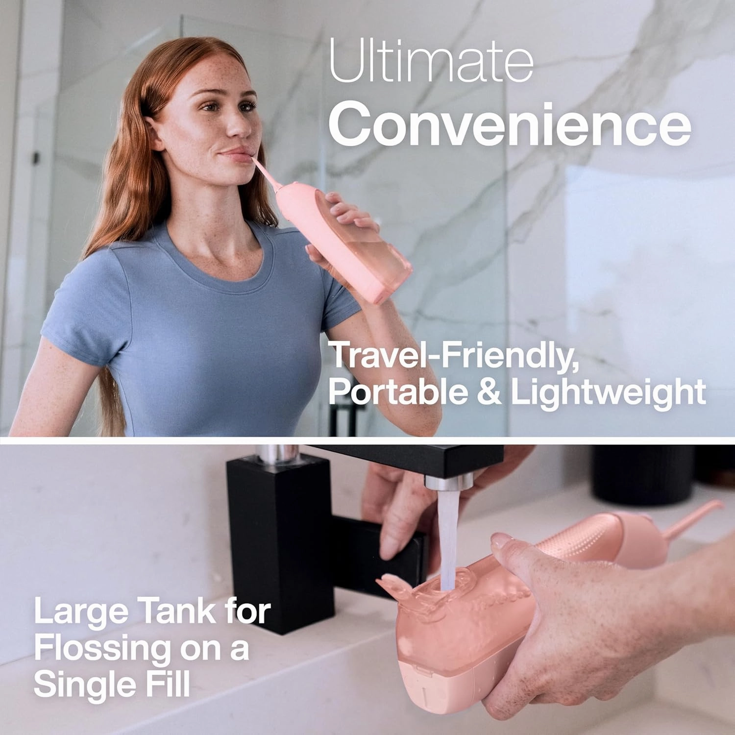 AquaSonic Icon Water Flosser for Teeth – Cordless Rechargeable Oral Irrigator – Waterproof, Portable Dental Cleaning with Jet Tip – Braces Home Travel - Blush