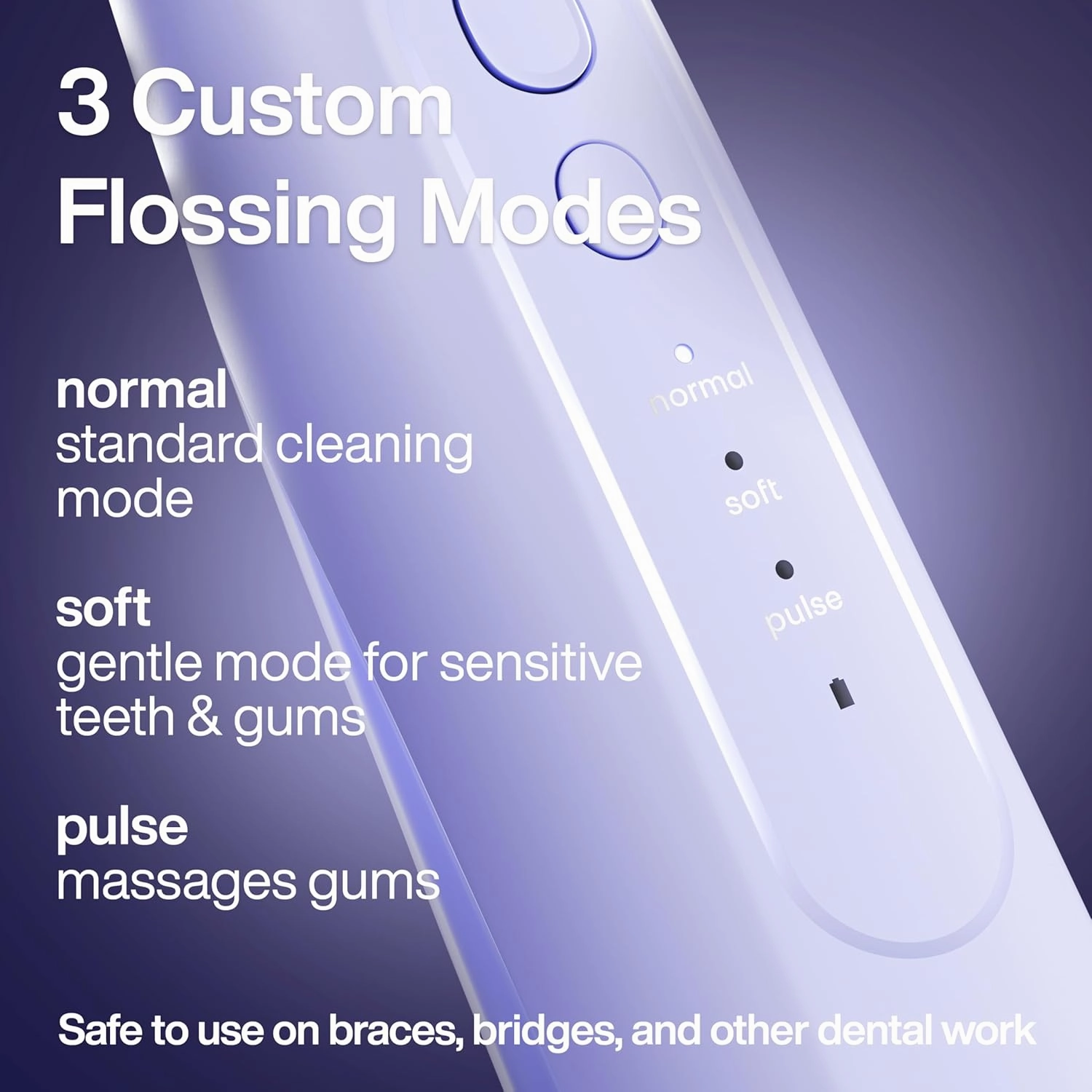 AquaSonic Icon Water Flosser for Teeth – Cordless Rechargeable Oral Irrigator – Waterproof, Portable Dental Cleaning with Jet Tip – Braces Home Travel - Lilac